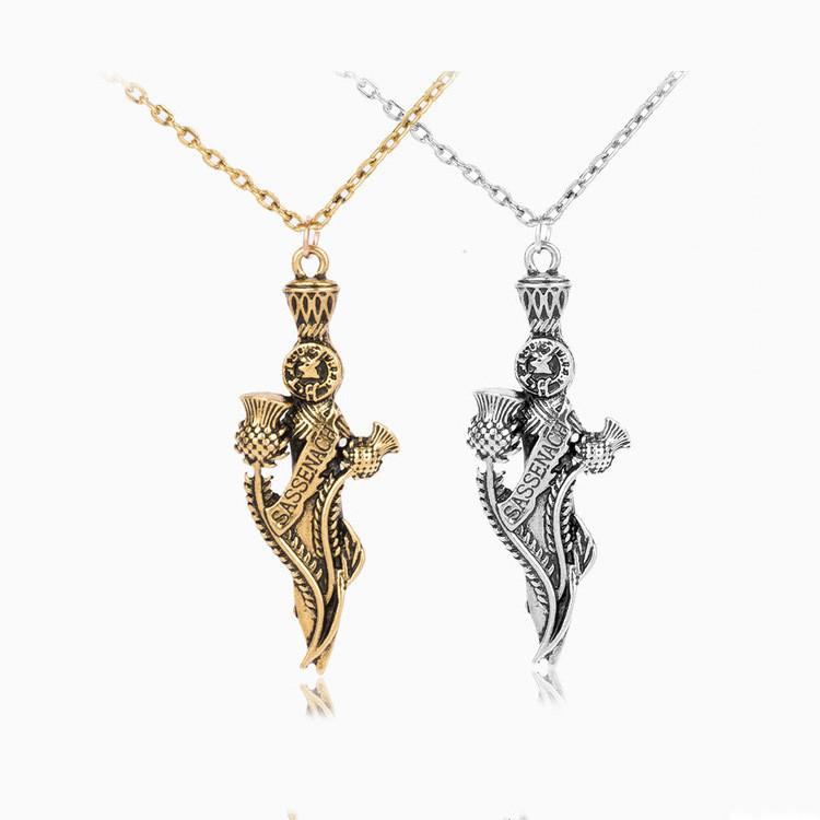 Metal Sassenach Outlander Necklace With Brass Finish For Gift Or Collection