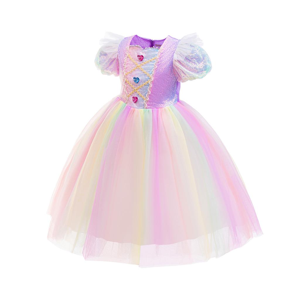 Pony Poly Princess Dress Girls Children cos Birthday Dress Rainbow Dress Unicorn Elsa SB23