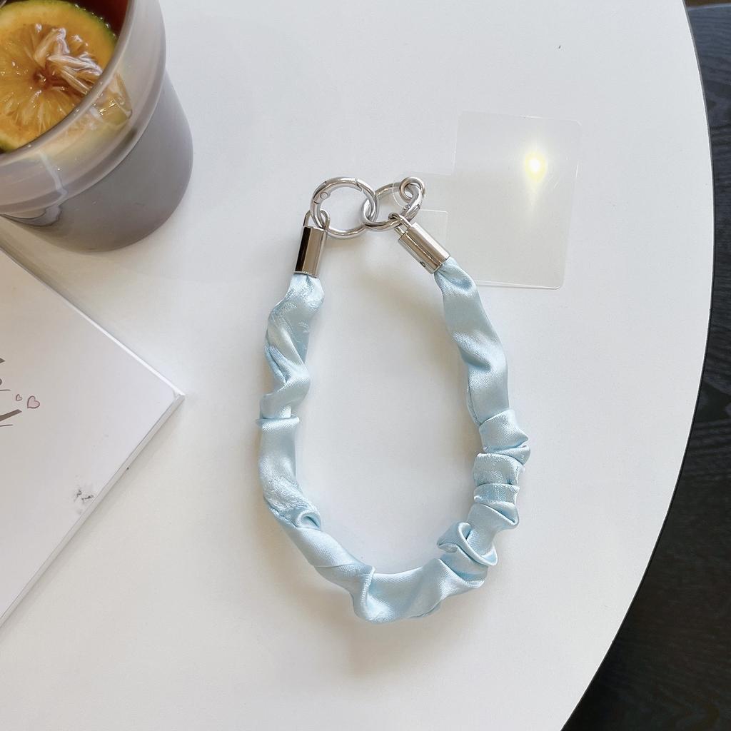 Niche-style High-grade Elastic Belt Plain Large Intestine Wrist Strap New Mobile Phone case Lanyard Short Net Red Envelope Bag