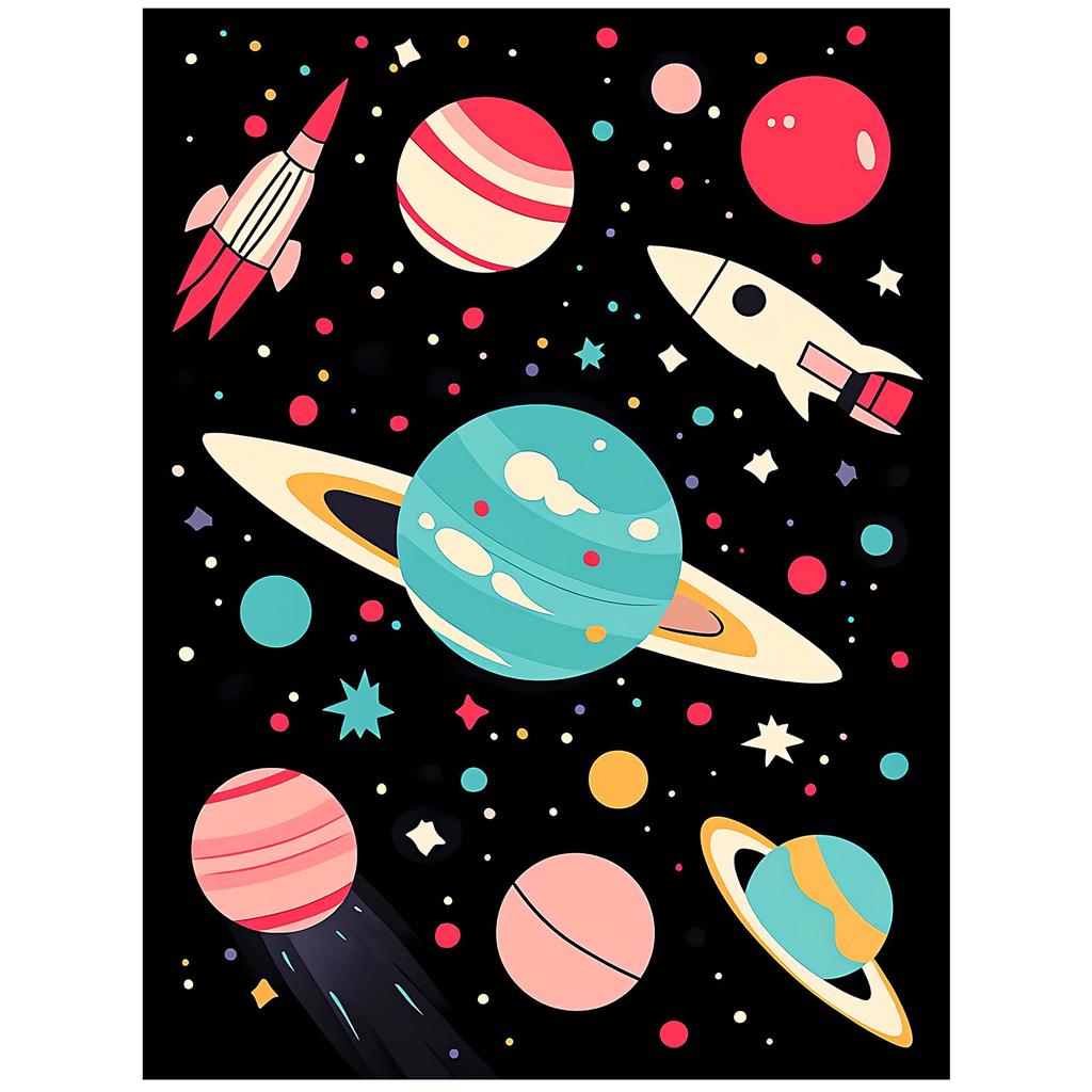 Plakat Kosmiczna Podróż Plakat Kosmiczna Podróż, 70X100 Cm, Rama Aluminiowa Czarna, Papier Matowy 230 Gsm