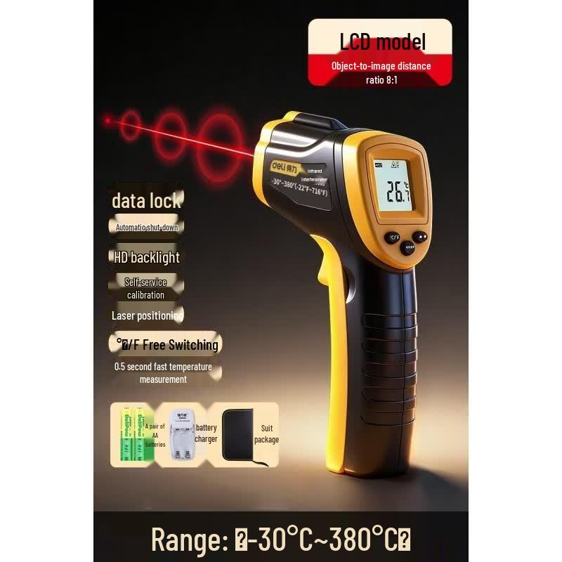 Deli High-Precision Infrared Thermometer Gun CN plug (adapter included)