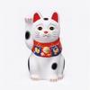 Yakushi Kiln Maneki-neko (White, Small) Fukuzukushi (with Good Luck Sticker)