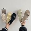 Slippers Women's 2025 New Women's Shoes Summer Korean Version Square Head Fish Mouth One Word Cool Slippers Women's Flat-bottomed Outer Slippers