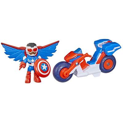 Фигурка Капитан Америка : Сэм Уилсон 7,5 см и транспортное средство Super Moto, Игрушки Супергерои, от 3 лет, Железный Человек и Его Друзья Extra