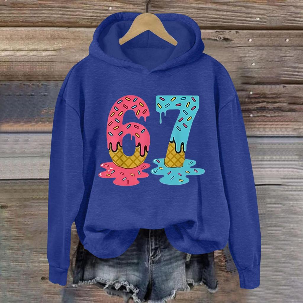 Women's Fashionable Casual Long-Sleeved Printed Hooded Sweatshirt