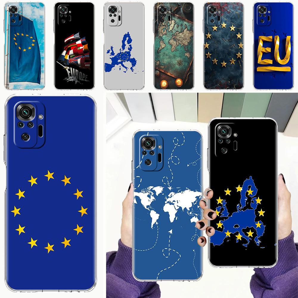 Чехол для телефона для Xiaomi Redmi Note 15 14 5G 13 12 10 11 Pro Plus 4G 14C 13C 12C Мягкий ТПУ Чехол Флаг ЕС