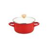 Petit Cook HB-4877, 16cm Deep Enamel Stew Pot, IH Compatible, with Glass Lid, Red