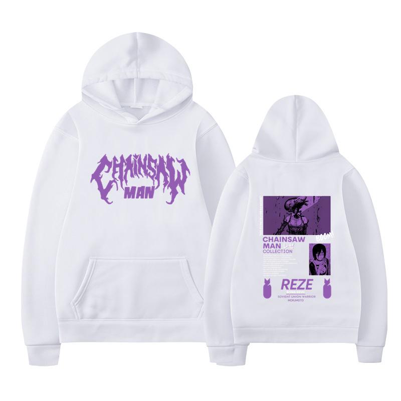 Аниме Человек-бензопила Резе Худи Харадзюку Манга С длинным рукавом Женский Повседневный Оверсайз Пуловер Уличная одежда
