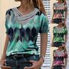 Ayollar Tie-dye Bosma Kashtali Yoqali Qo'shma Yengli Pullover Bluzka Toplar