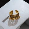 Hollow Out Ethnic Style Ring Thai Silver Irregular Opening Ring Vintage Ring  Gifts for Women Girl