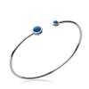 [P0652] - Open Silver Bracelet 'Princess Opal' Silver Blue (rhodium-plated) - 6 Mm