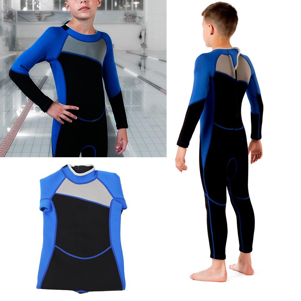HISEA Neoprene One Pieces Long Sleeves Kid Boy Wetsuit Diving Suit Keep Warm for Snorkeling Surfing M125(M125 10 Size)