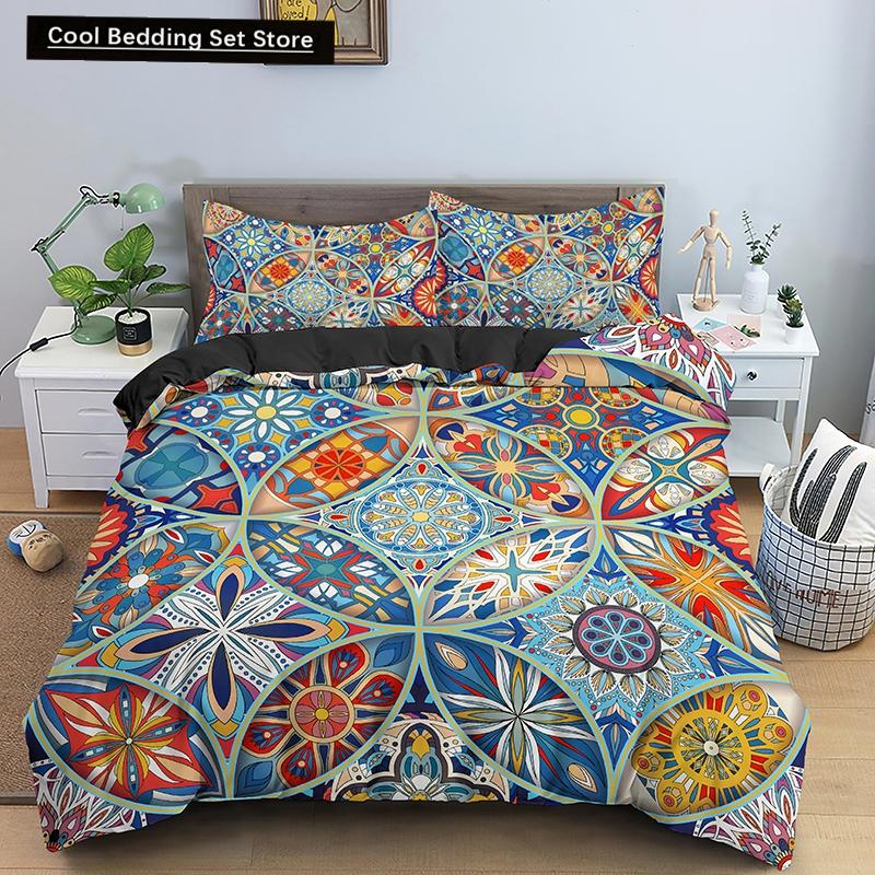 Комплект постельного белья Psychedelic Boho Luxury 2/3 шт. с наволочкой King Mandala пододеяльник Queen одеяло покрывало полиэстер пододеяльник