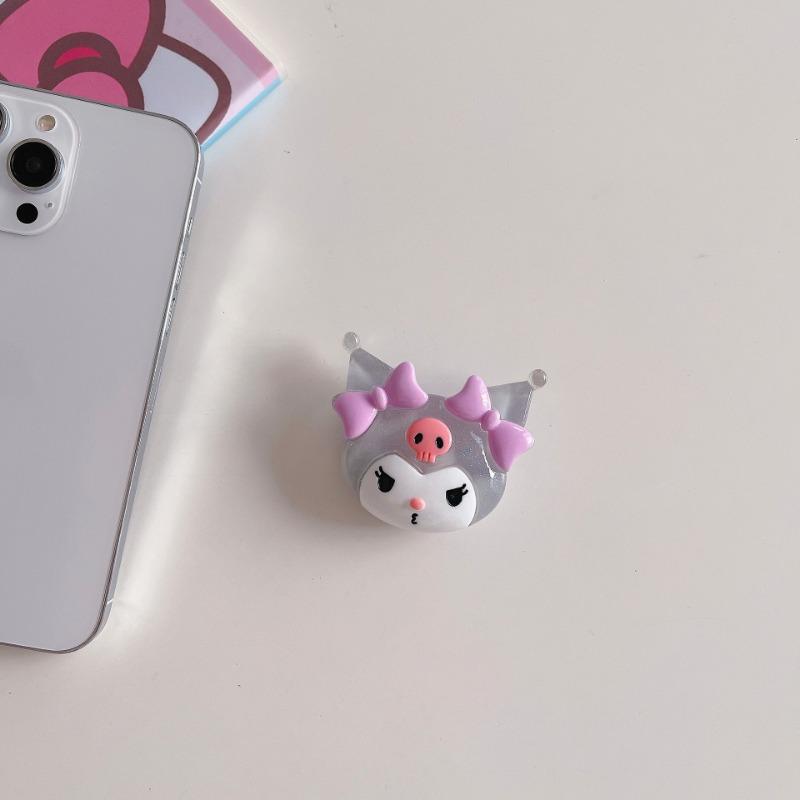 Светящийся в темноте Sanrio Подставка-подушка для мобильного телефона Kurome Melody Задняя наклейка Телескопическая подставка Настольный артефакт для просмотра сериалов