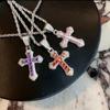 Осеннее ожерелье в виде креста, полностью отделанное стразами, с микроинкрустированной платиной подвеской для мужчин и женщин, поклонниц хип-хоп-тренда, а также аксессуаров для девушек.