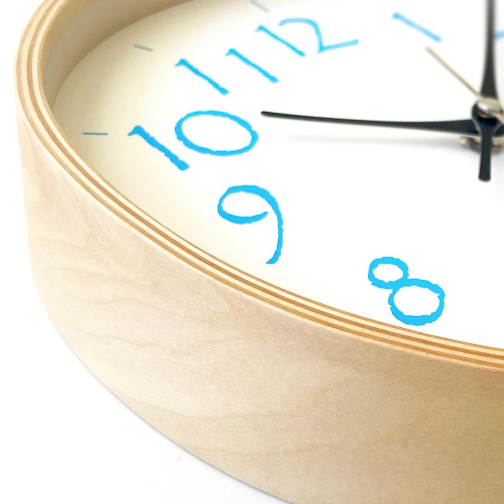 KATOMOKU Plywood Wall Clock 20 Light Blue Wall Clock Continuous Second Hand Radio km-119LBRCS 252mm (SKP Clock)