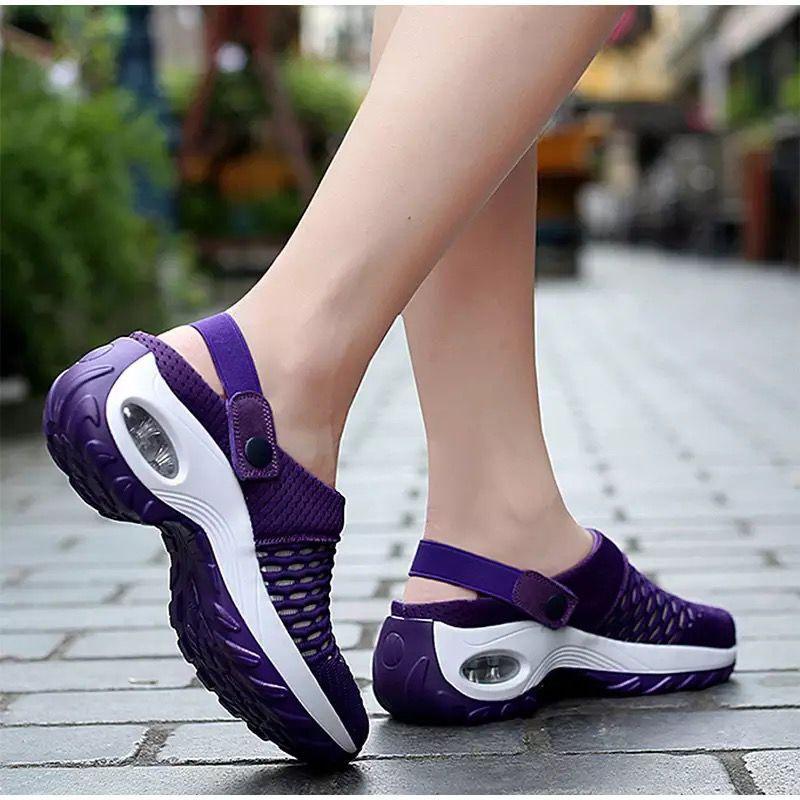 Женские модные летние сандалии, обувь с отверстиями, сандалии без шнуровки на дышащей платформе и воздушной подушке, большие размеры 35-43