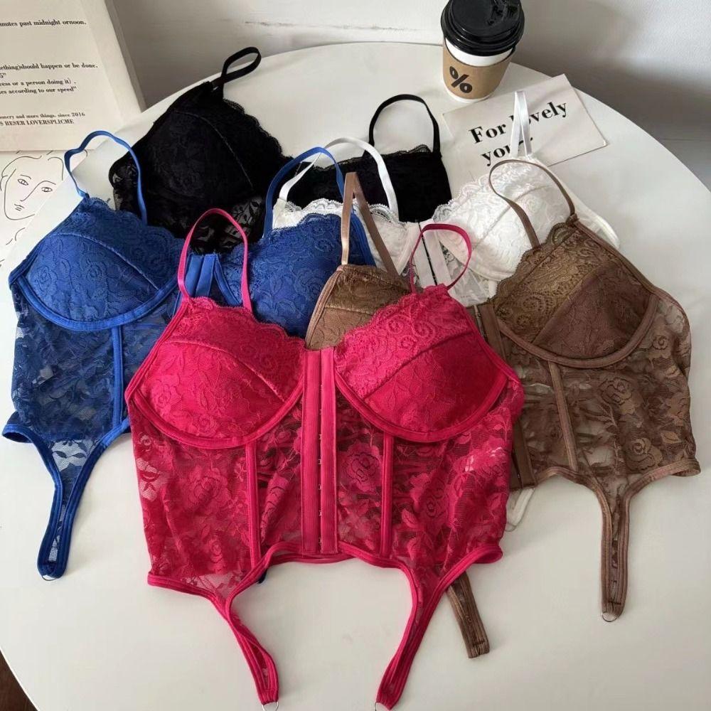 Топ-корсет с кружевом Slim Fit Sexy Push Up с вырезами и подвязками Уличная одежда Цветочная кружевная майка Девушка