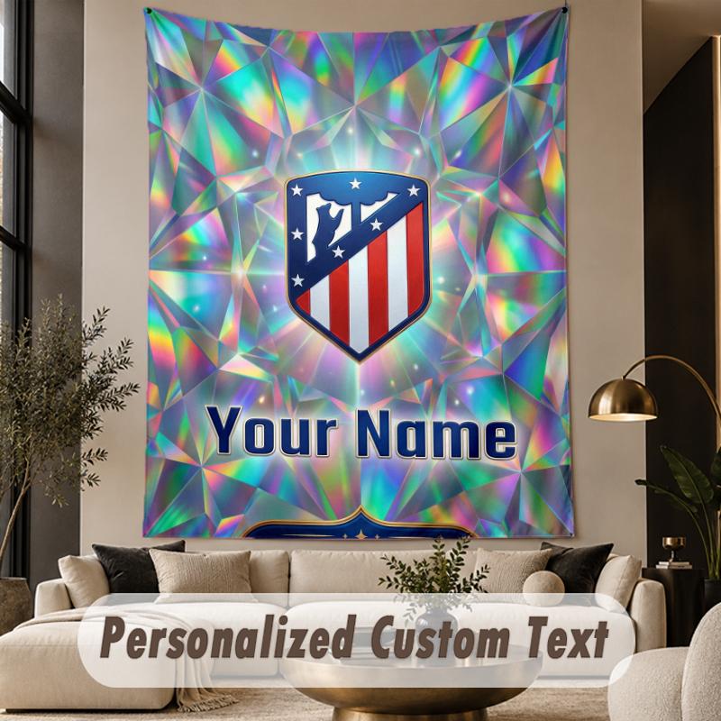 Custom Text Tapestry Atletico Madrid Print Wall Tapestry Indoor Living Room Wall Decor