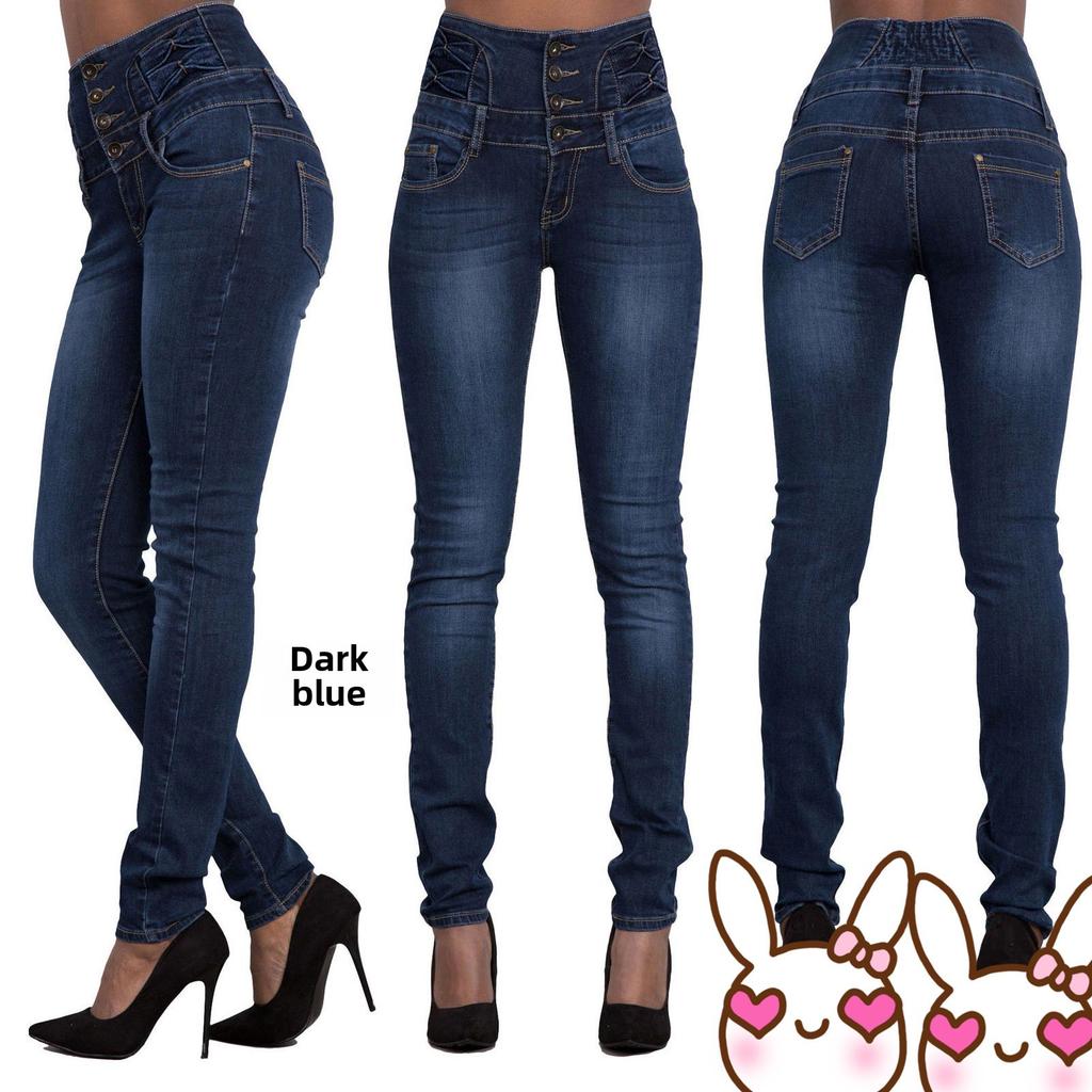 GMXIA High Waisted Button Down Pencil Jeans