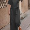 2023 International Solid Color Short-Sleeve Two-Piece Suit - Women's Elegant Commuting Outfit