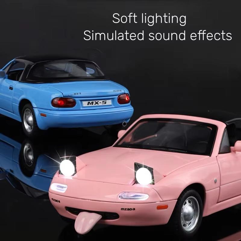 Новый 1:24 Mazda Miata MX5 MX-5 литая модель автомобиля из литого металла миниатюрная машина со звуком и светом детская игрушечная машинка подарок