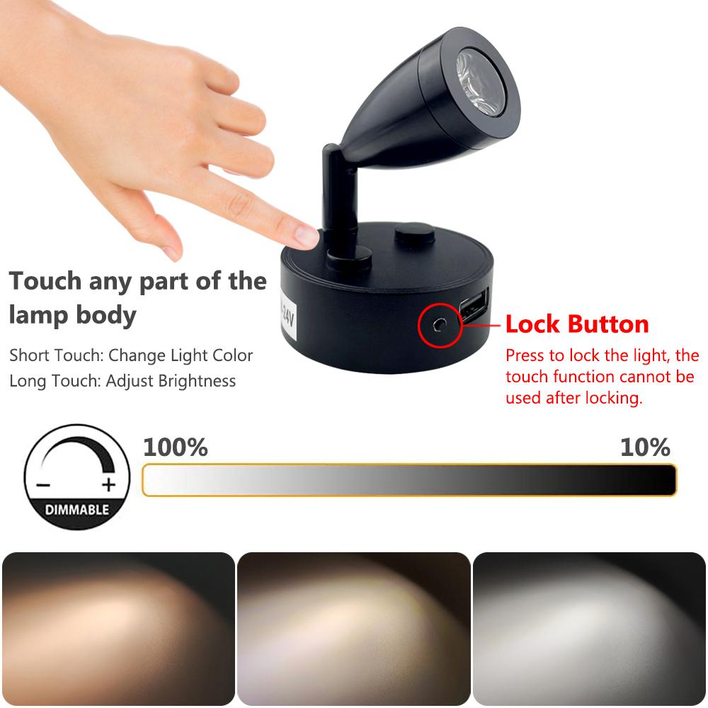 DV12V светодиодный настенный светильник для чтения, прикроватный светильник для кемпера, лодки, настенный светильник