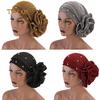 TALOS Fashion Faux Pearl Decor Big Flower Women Hijab Turban Hat Head Wrap