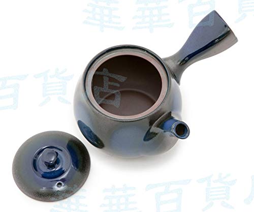 Специально изготовленный округлый чайник с глазурью рури, 450 мл, сделано в Японии, Банко-яки