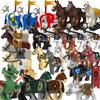 MOC Purchases Products Building Blocks Character Accessories Medieval Military Cavalry Knight Horses Animal Bricks Toy Gifts X36