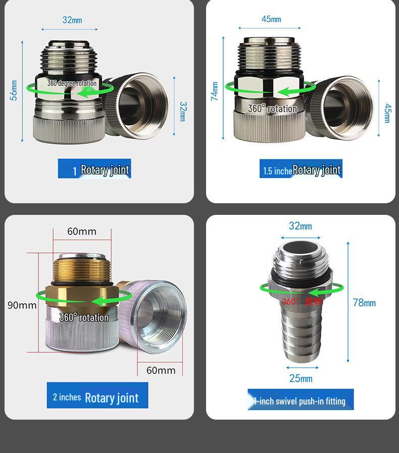 360° Rotating Stainless Steel & Aluminum Fuel Nozzle Swivel Joint, Fits 1/2", 3/4", 1" Oil Pipes