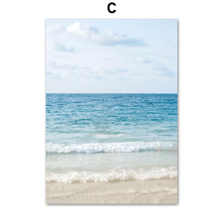 Summer Sea Ocean Beach Landscape Nature Wall Art Canvas - Modern Simple Nordic Style Bedroom Poster Print