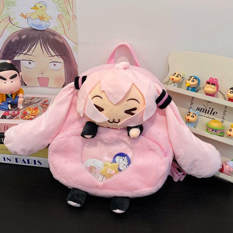 Miku Hatsune Plush Toy Backpack Cartoon Bag With Adjustable Straps Shoulder