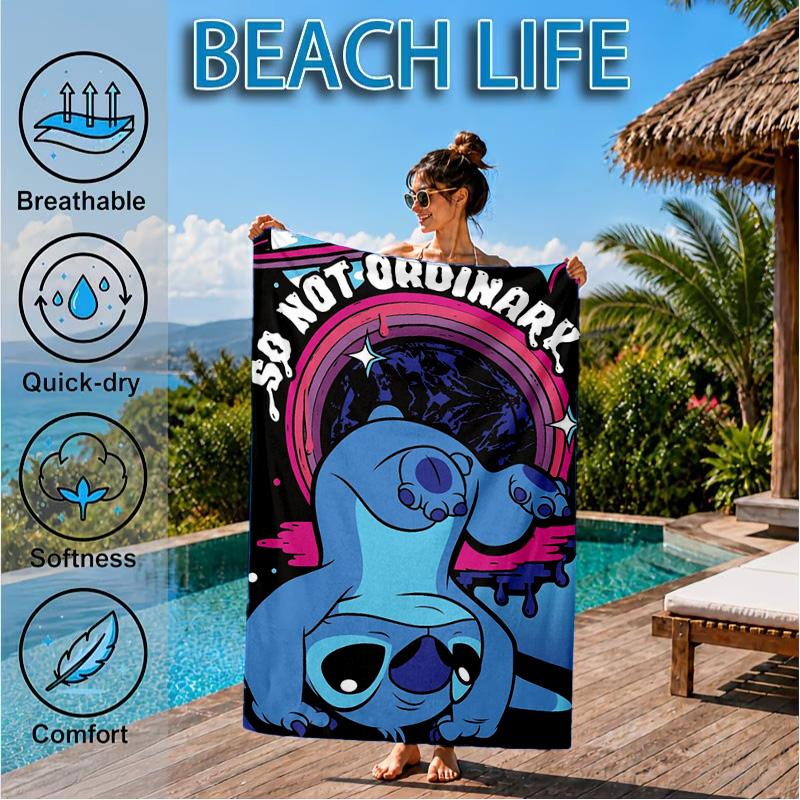 Cartoon Hawaii Artwork Printed Microfiber Beach Towel, Soft And Absorbent, Quick-Dry, Ideal for Summer Travel, Beach Essential, Swimming Pool
