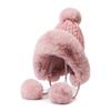 Hunting-Style Women's Faux Fox Fur Pom-Pom Earflap Hat Wool Knit Business Travel Ski Beanie 100% Polyester