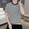 Мужская полосатая футболка с круглым вырезом и коротким рукавом