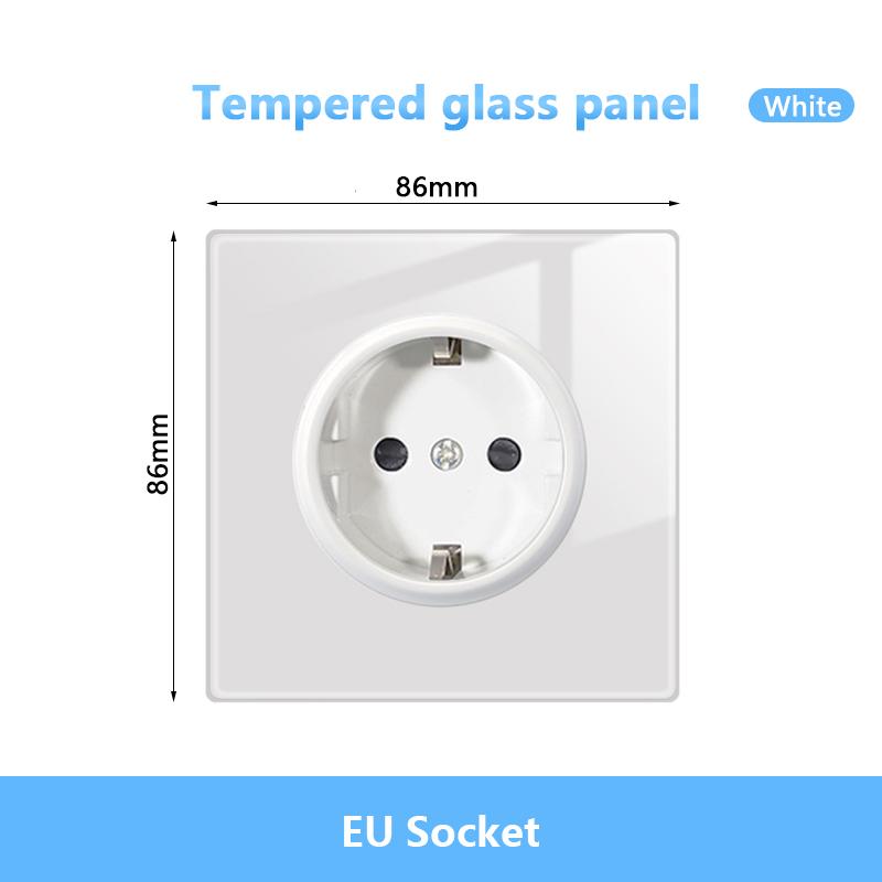 Белый светодиодный индикаторный световой выключатель Панель стеклянная клавиша пианино Самовосстанавливающийся настенный выключатель розетка, UK FR EU Универсальная электрическая розетка USB