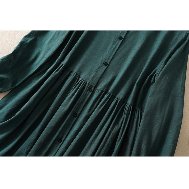 Осеннее художественное свободное сращивание однотонное платье с длинным рукавом для женщин