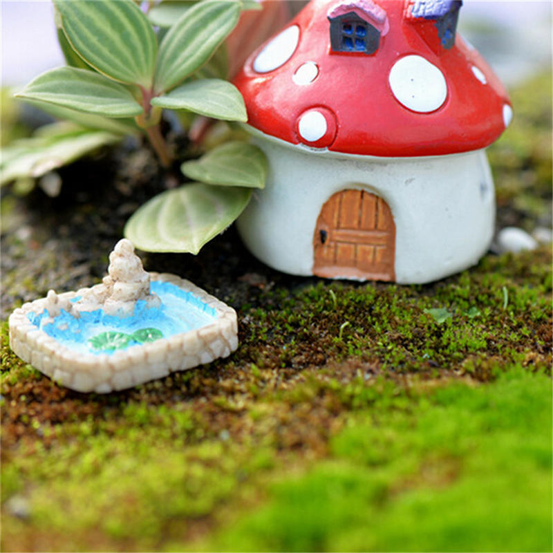 1Pc Resin Moss Micro Landscape Ornaments Lotus Pool Mix Size Fairy Garden Decor