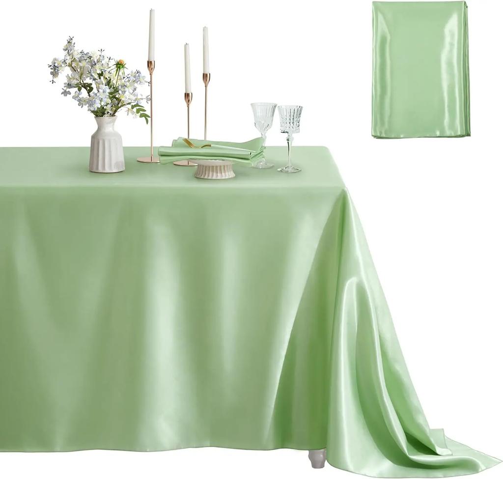 Solid Color Satin Table Cloth Tablecloth Table Cover Overlay For Birthday Wedding Banquet Restaurant Festival Party Supply