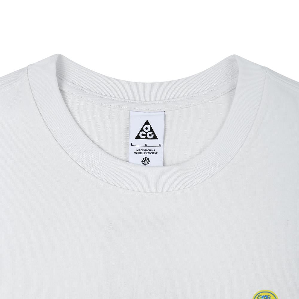 Nike Футболка ACG Series Printed Pattern с круглым вырезом, повседневная, свободного кроя, с длинным рукавом и заниженной линией плеч, мужские футболки Mountain-White FV3489-121