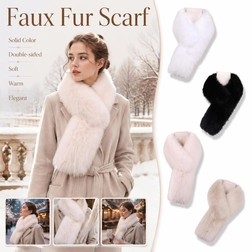Soft Faux Fur Scarf Solid Color Plush Neck Scarf Gifts Women Winter Scarves for Girls