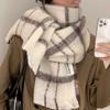 Warm Plaid Knitted Scarf Acrylic Fibres Tassel Shawl Korean Style Unisex Thickened Scarf  Christmas