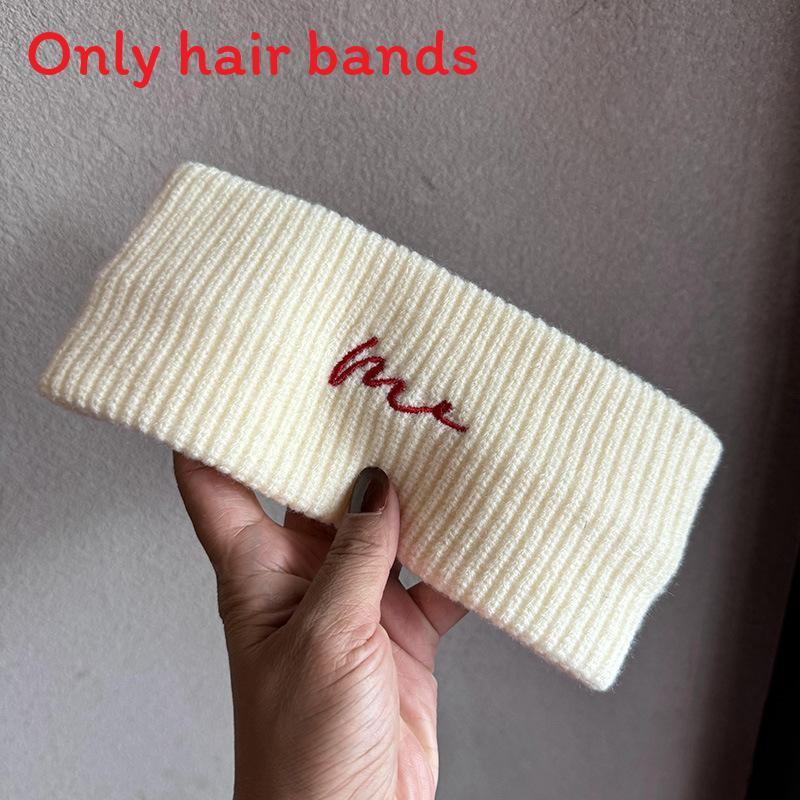 Вязаная эластичная повязка на голову в корейском стиле с буквенными украшениями для повседневного использования женщинами и мужчинами