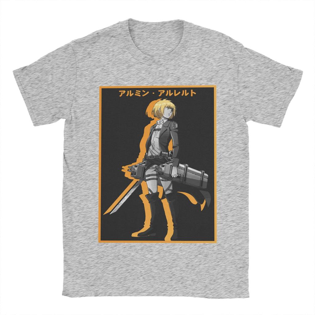 Мужская футболка Армин Арлерт Атака Титанов Винтажная Футболка из Чистого Хлопка с Коротким Рукавом AOT Аниме Футболка с Круглым Вырезом Одежда Подарок