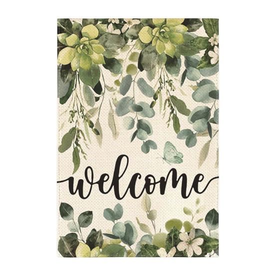 Весенний садовый флаг, двухсторонний льняной цветочный флаг, наружный декор, привет весна