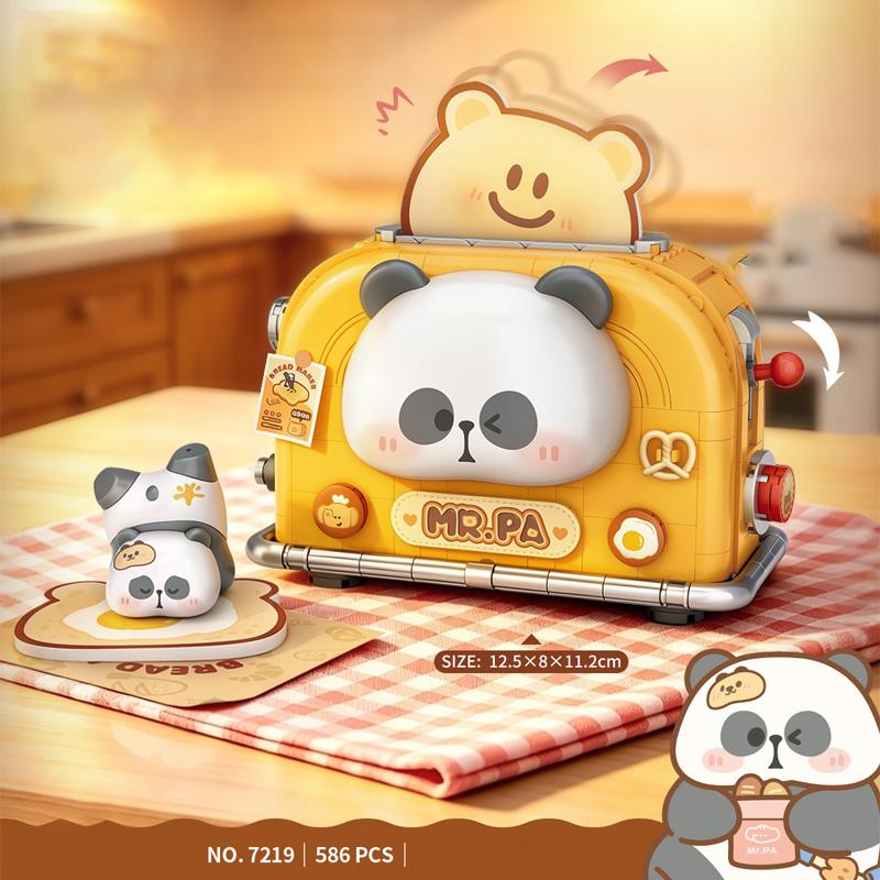 Retro Electronics Toys Series Toaster Computer with Lights Building Blocks Set Desktop Toys Ornament Birthday Gift
