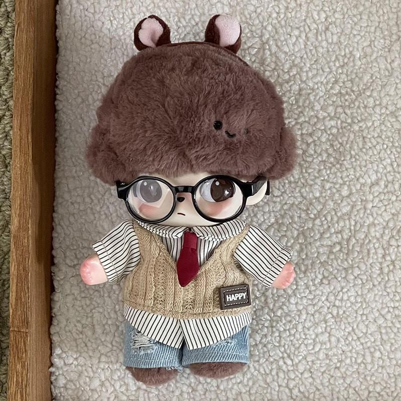 15cm Dimoo Animal Kingdom Series Doll Outfit Set - British Style Shirt Jeans Glasses Accessory Collectible Vinyl Figure