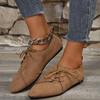 Fashion Women Retro Loafers Pointed Suede Flat Shoes Lace Up Ladies Casual Sneakers Woman Shallow Comfort Shoes Non Slip Walking Shoes