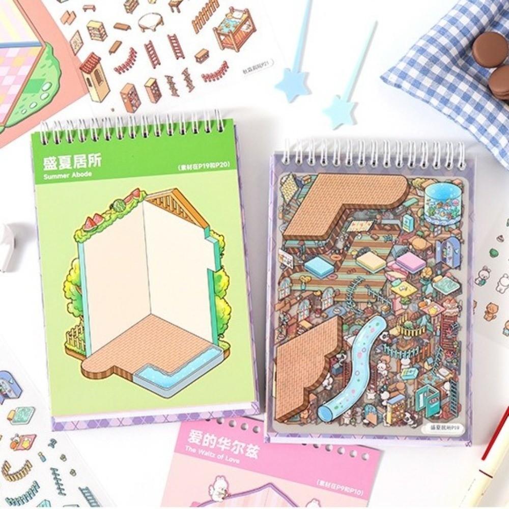 PET Scenery Stickers Die-cut Puzzle Stickers New Miniature Scene Stickers Children Gifts